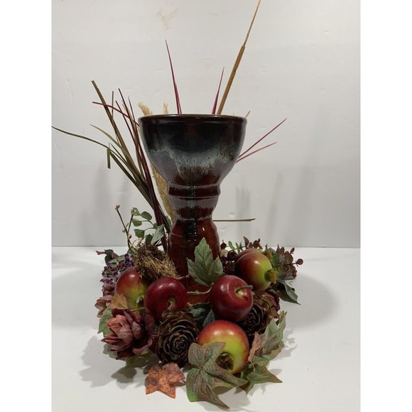 Candle Holder Large Pottery Pillar or Tapered Glazed 9" Tall - Picture 8 of 9